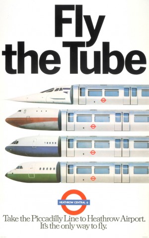 Fly the Tube vintage poster for Heaththrow Airport